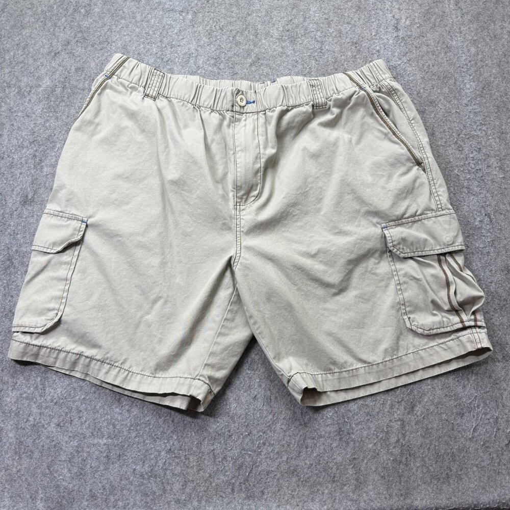 Tommy Bahama Men 2XL Cargo Shorts Beige Elastic Drawstring Patio Relaxed Twill 8